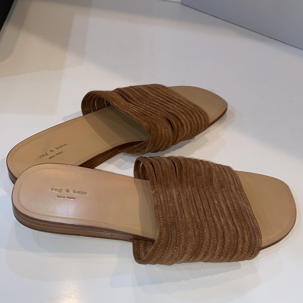 Rag & bone Cameron Sandal Slide in Camel Suede size 10 US or 40 EU New In Box